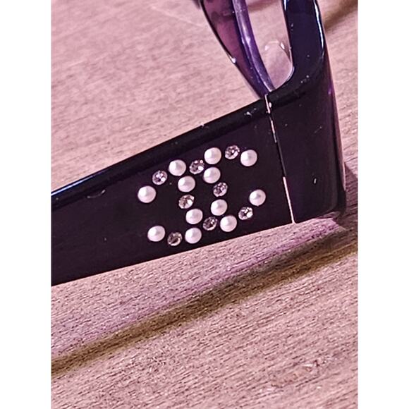 Chanel 3129-H-B Eyeglasses Frames Purple Rhinestone Logo 53-16-135 Made in Italy - Picture 9 of 11